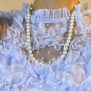 Ruffled Sheer Top with Pearls